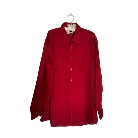 Geoffrey Beene Red Regular Fit Wrinkle Free Button-up Dress Shirt Mens Size 18 - Picture 1 of 5